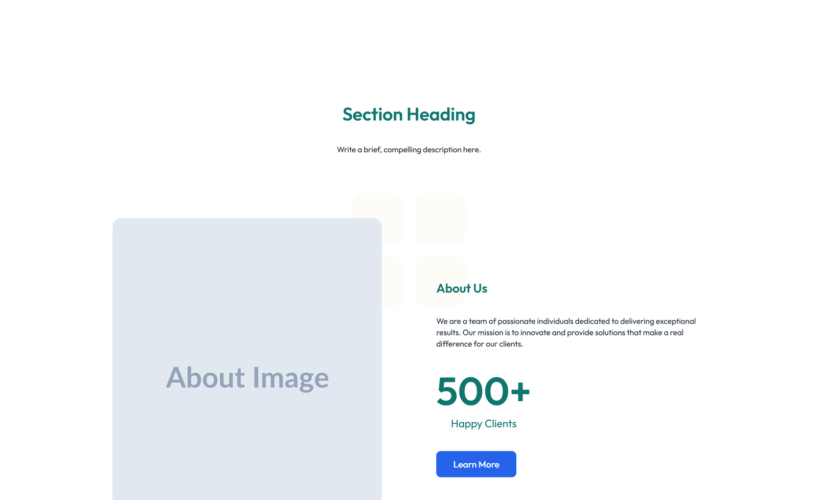 Split About with Image Left and Text and Icon-list Right - Elementor component