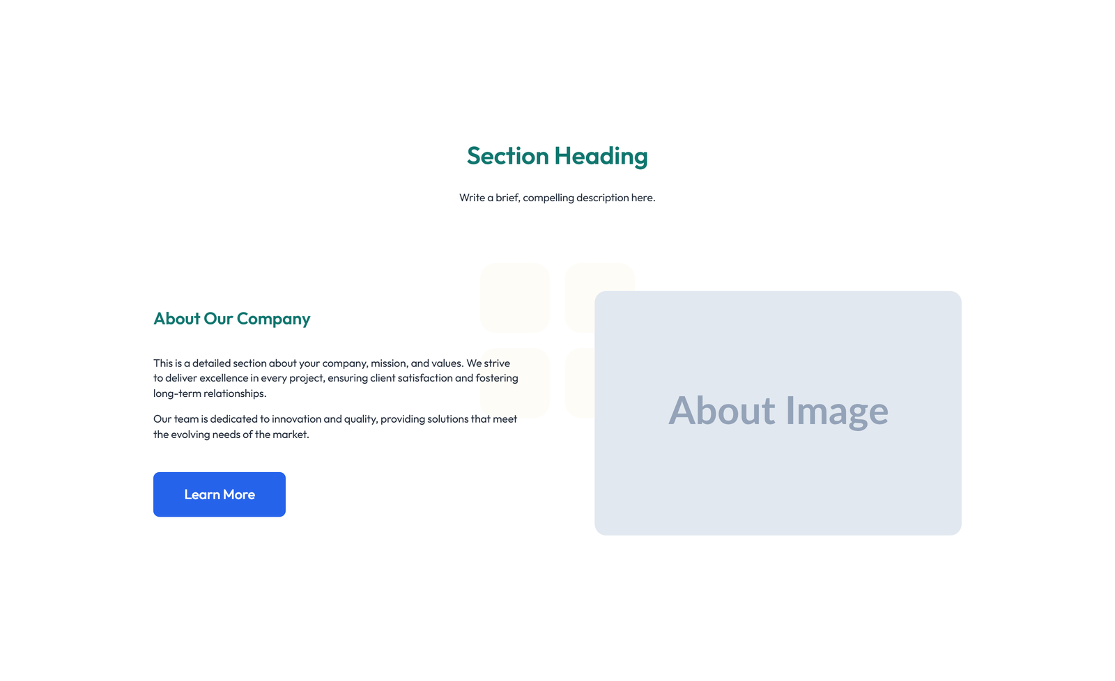Split About with Text and CTA Left and Image Right 4 - Elementor component