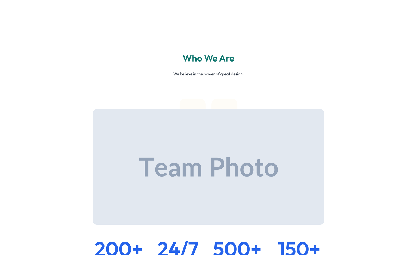 Centered About with Image, Counter Stats Row 27 - Elementor component