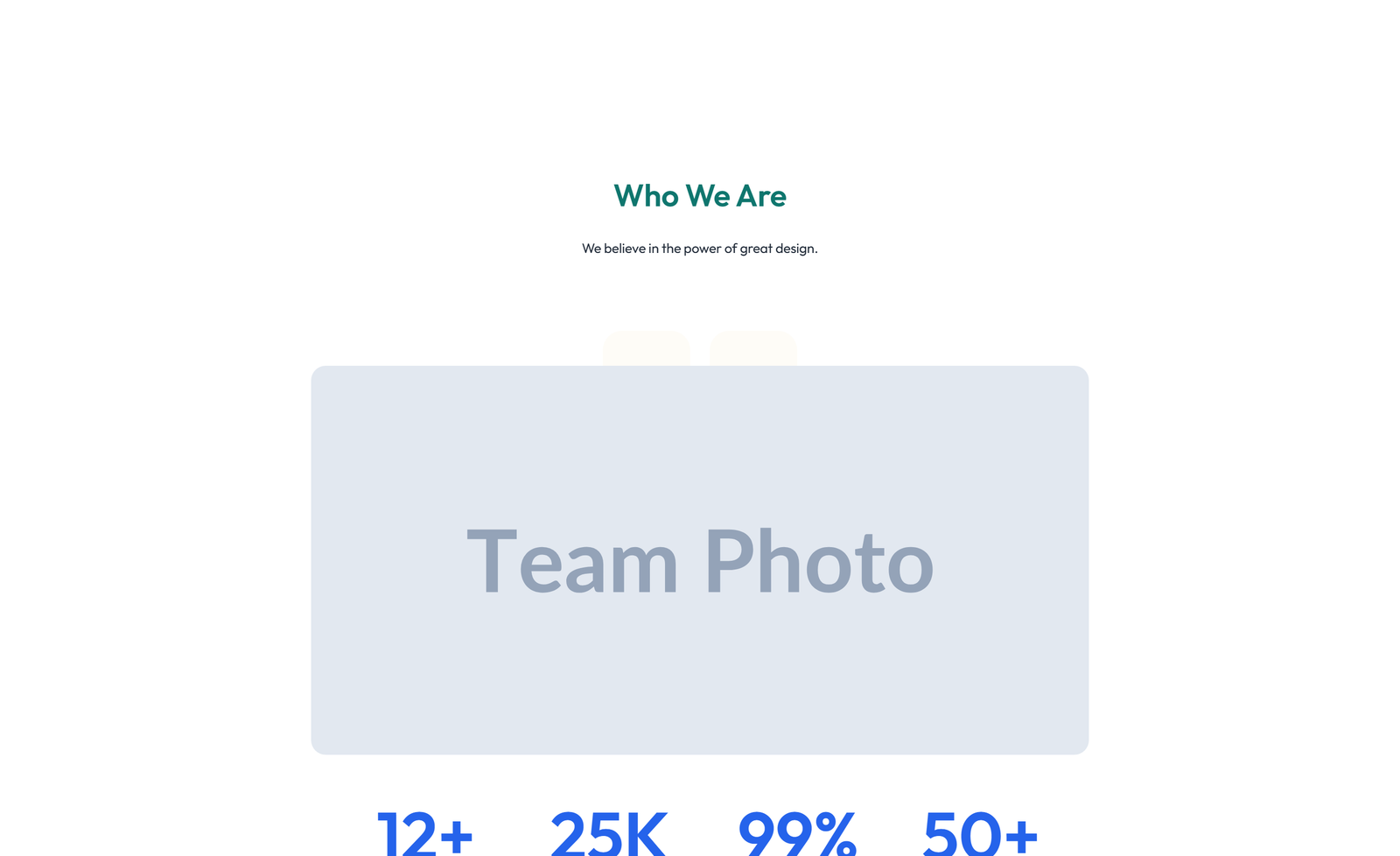 Centered About with Image, Counter Stats Row 31 - Elementor component