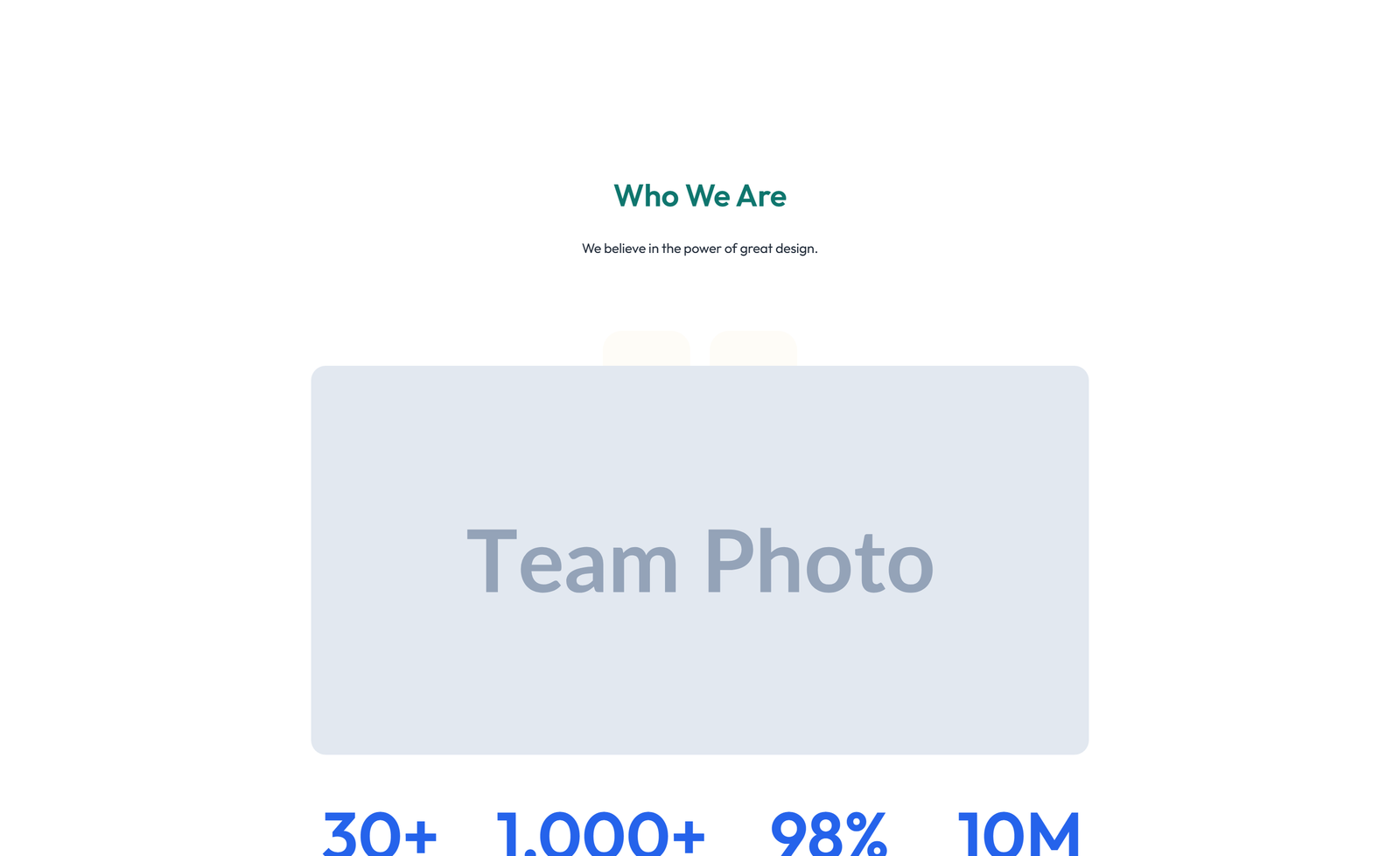 Centered About with Image, Counter Stats Row 62 - Elementor component