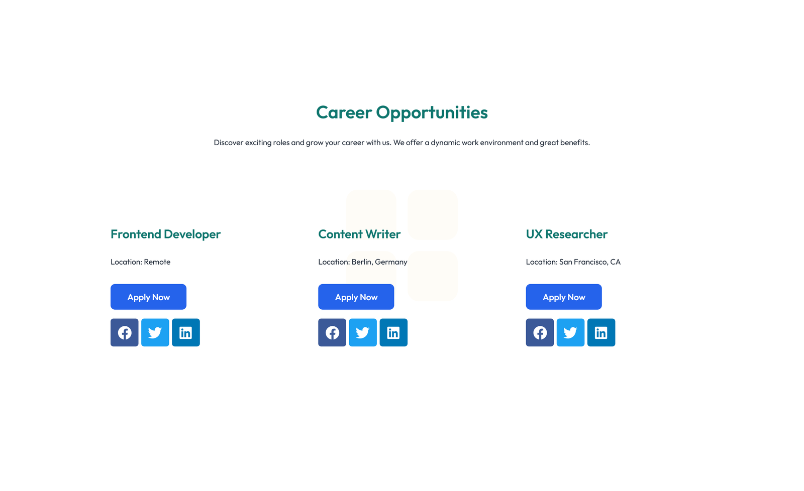 Screenshot of Careers Layout Style 6 2 - Elementor Careers / Jobs component