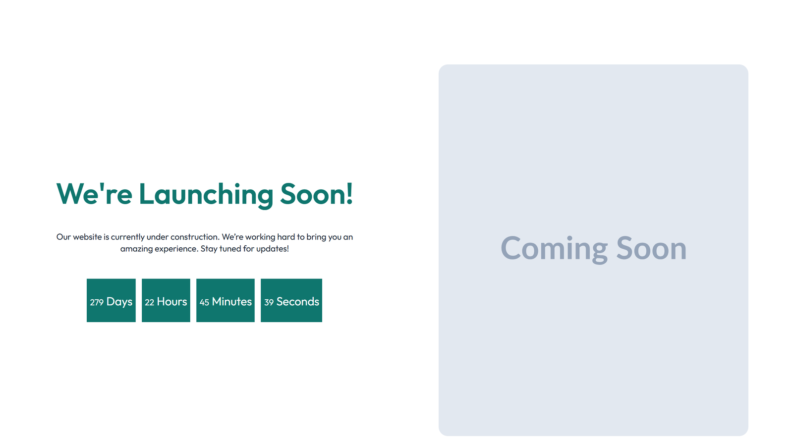Coming Soon Design 1 6 - Elementor component