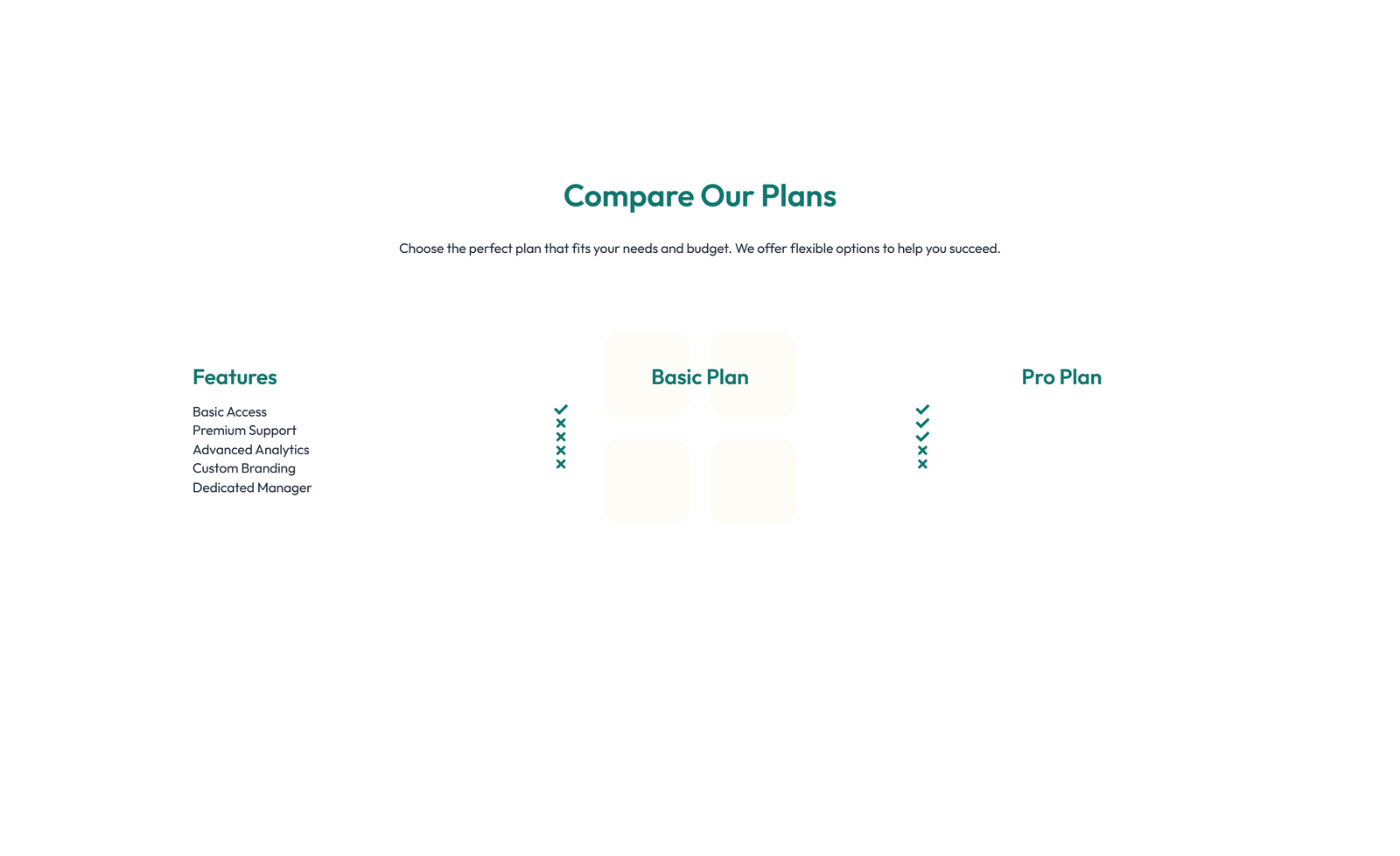Screenshot of Comparison Layout Style 1 2 - Elementor Comparison Tables component