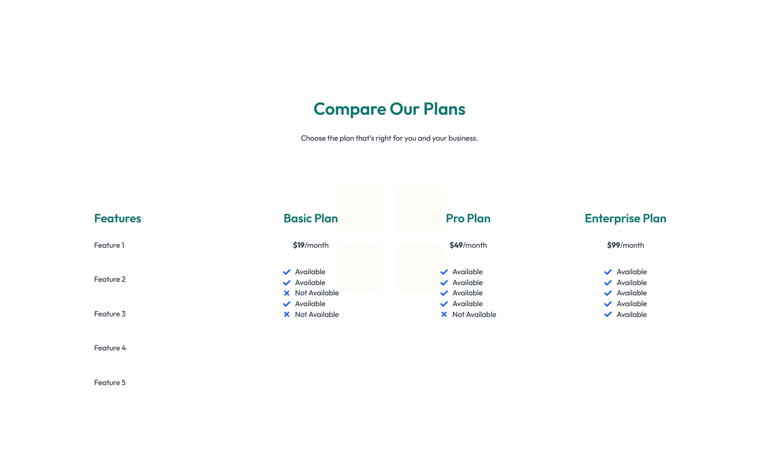 Screenshot of Comparison Layout Style 3 2 - Elementor Comparison Tables component