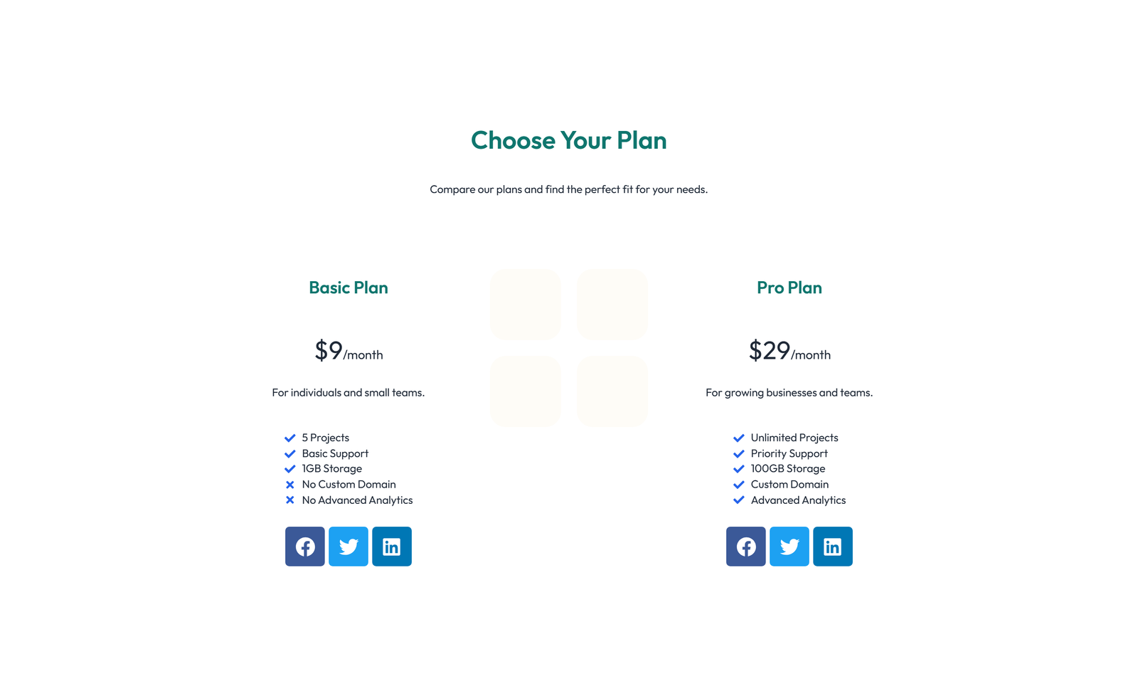 Screenshot of Comparison Layout Style 6 2 - Elementor Comparison Tables component