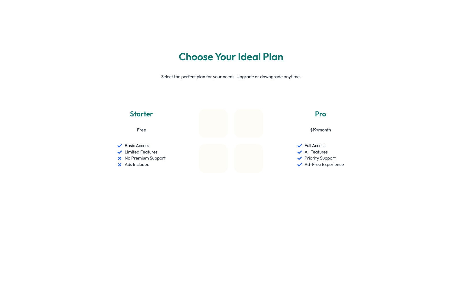 Screenshot of Comparison Layout Style 3 3 - Elementor Comparison Tables component