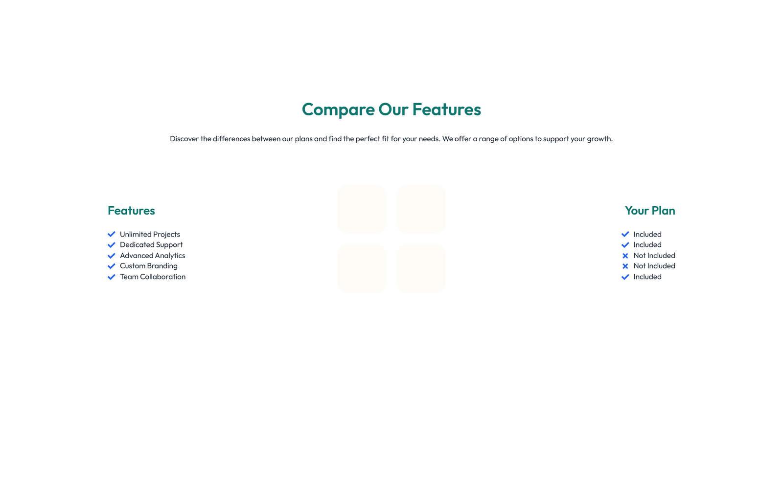 Screenshot of Comparison Layout Style 5 3 - Elementor Comparison Tables component
