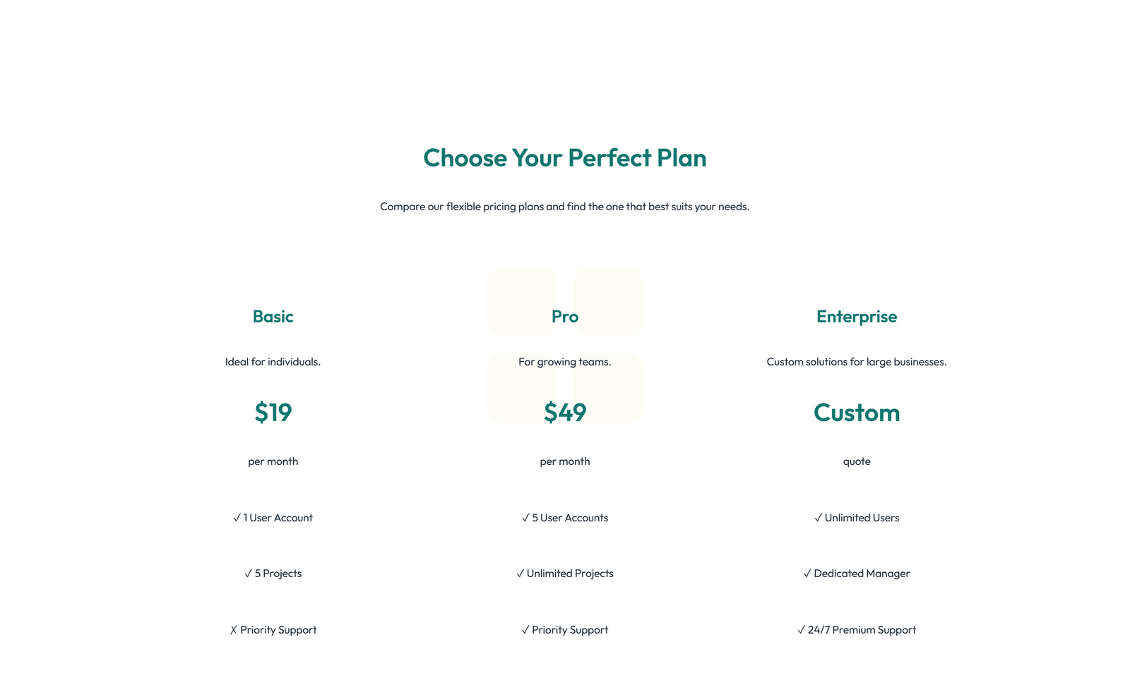 Screenshot of Comparison Layout Style 1 6 - Elementor Comparison Tables component