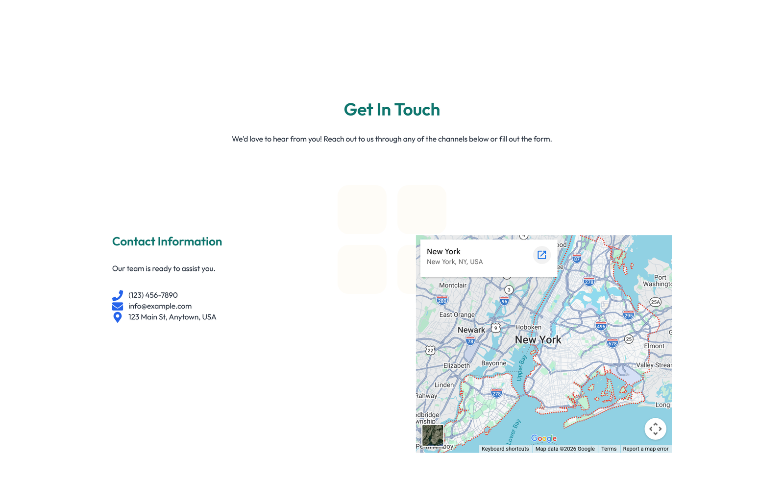 Split Contact with Info Left and Image Right - Elementor component