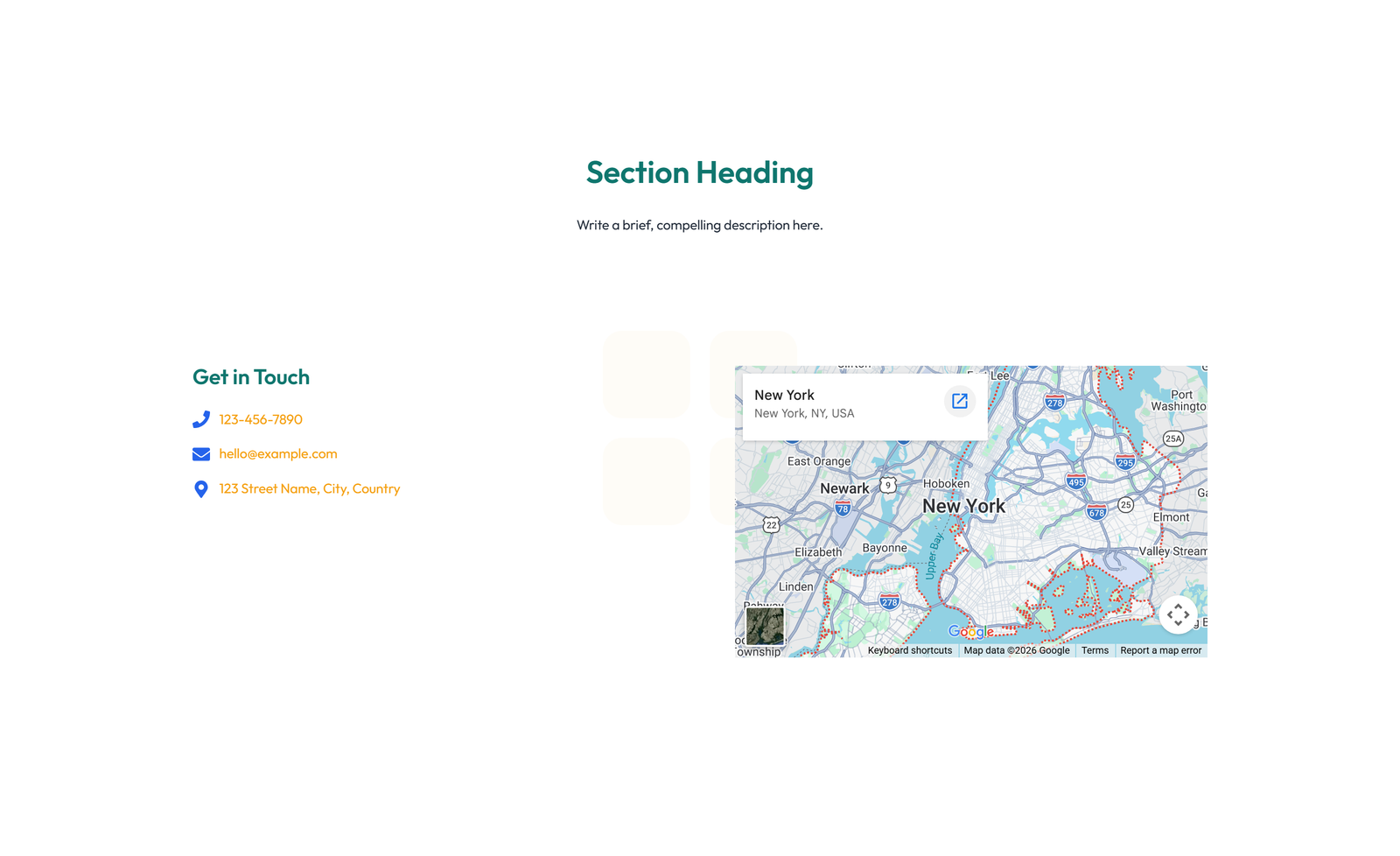 Split Contact with Info and Social Left and Map Right 2 - Elementor component