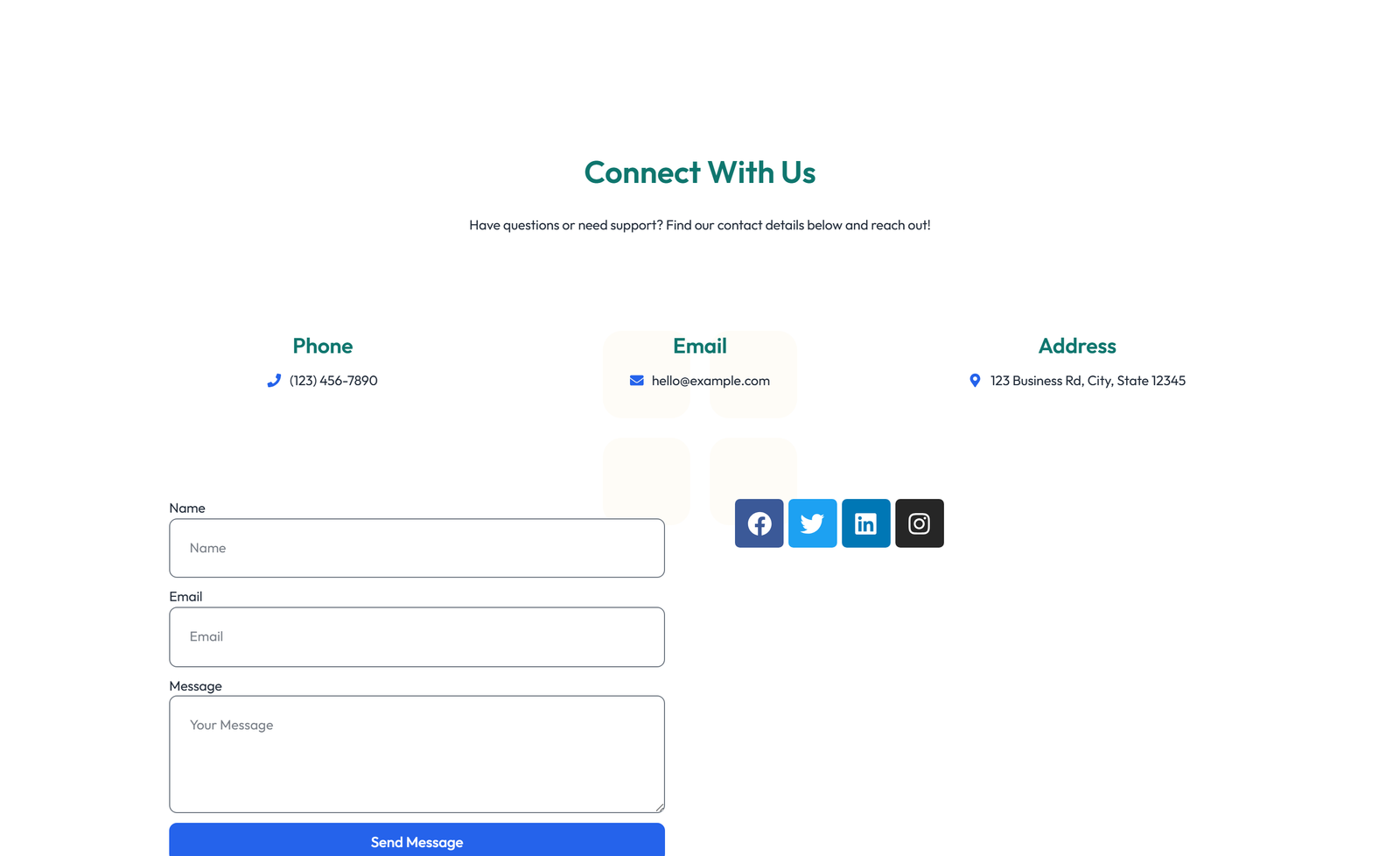 Screenshot of Split Contact with Info Left and Form Right 7 - Elementor Contact Sections component