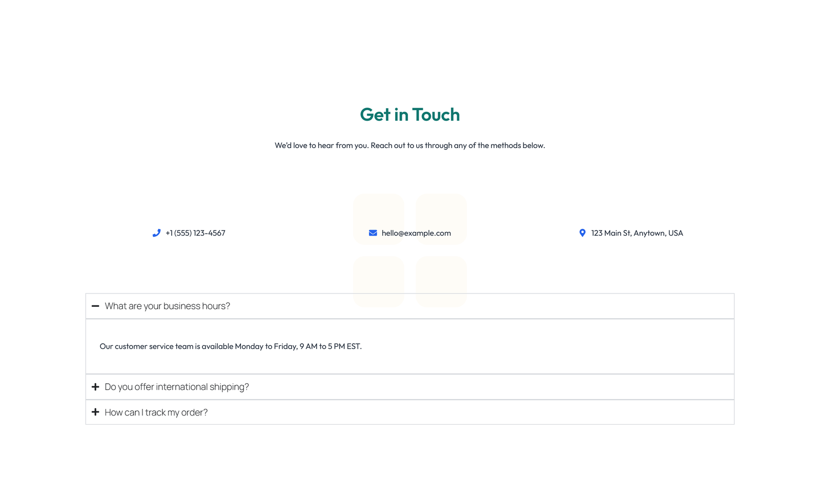 Screenshot of Split Contact with Info Left and Image Right 7 - Elementor Contact Sections component