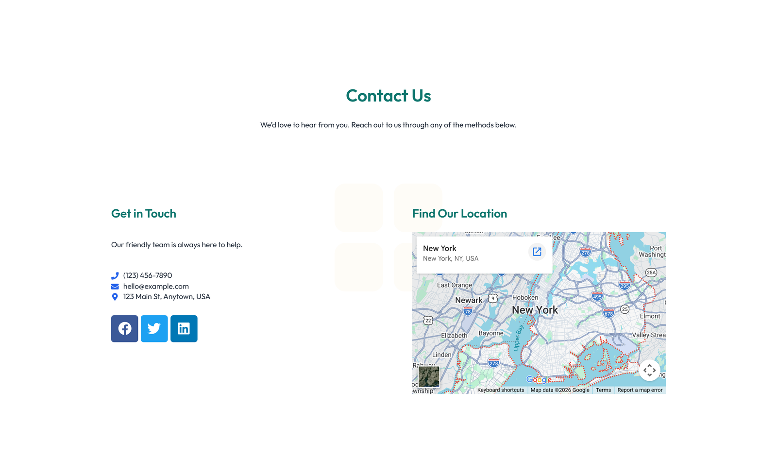 Centered Contact with Form, Info Below 21 - Elementor component