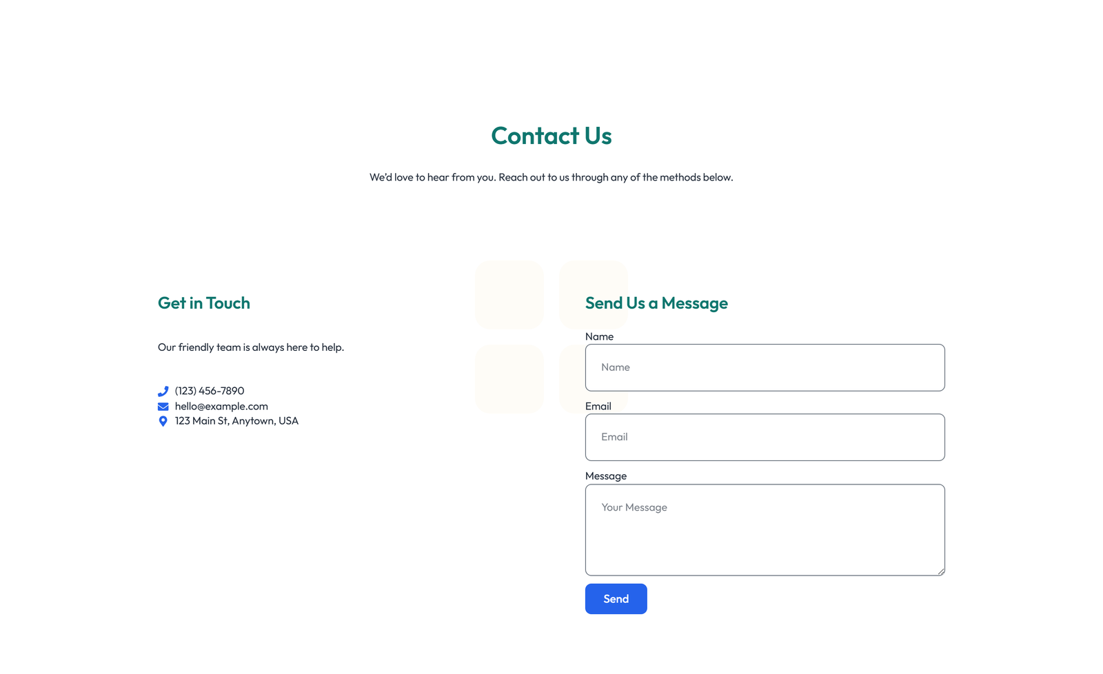 Screenshot of Split Contact with Info Left and Image Right 21 - Elementor Contact Sections component