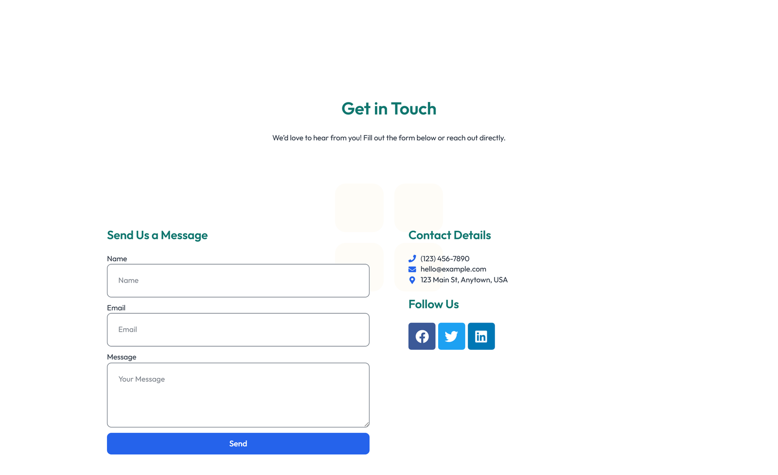 Screenshot of Split Contact with Info Left and Image Right 29 - Elementor Contact Sections component