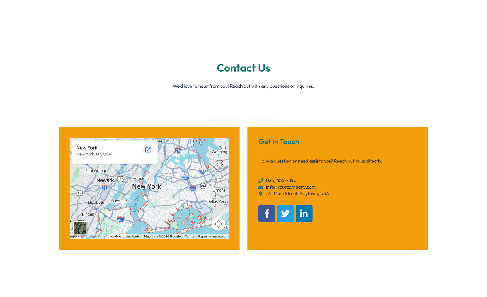 Split Contact with Info Left and Form Right 33 - Elementor component