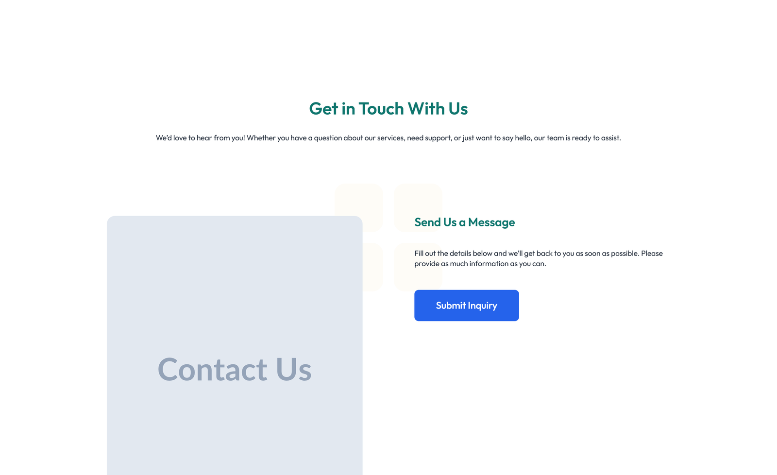 Split Contact with Info Left and Form Right 41 - Elementor component