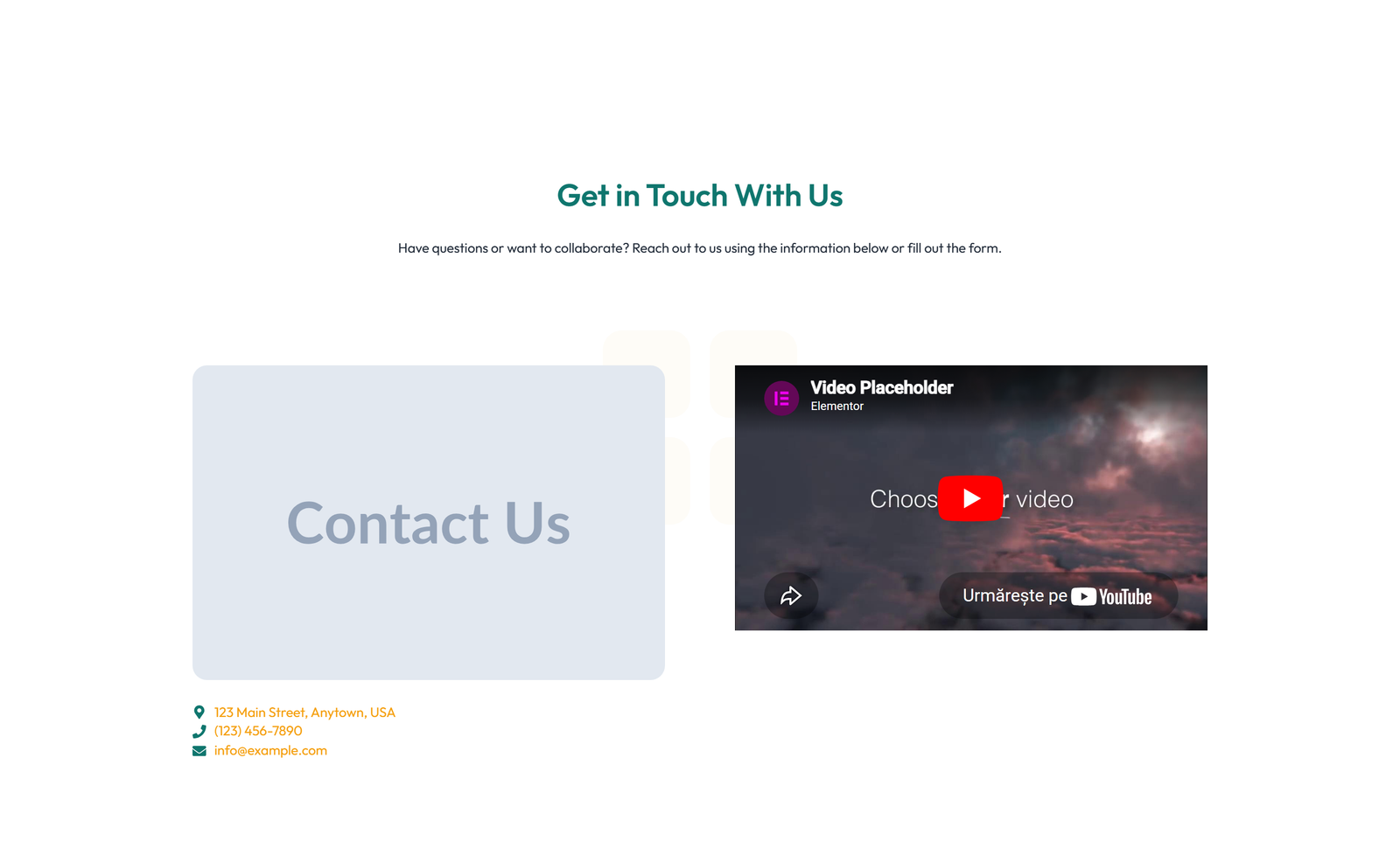 Split Contact with Info Left and Form Right 43 - Elementor component