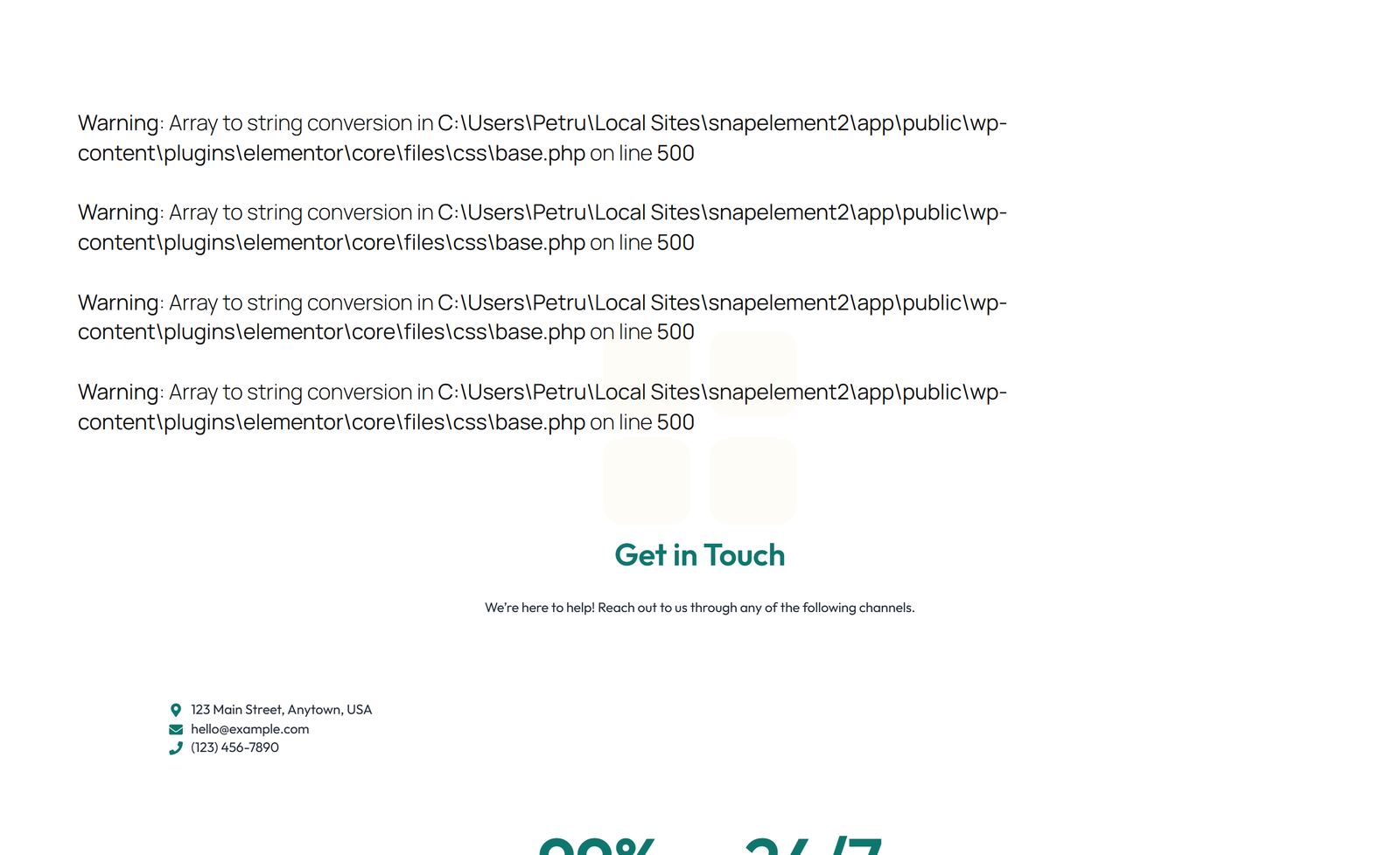 Split Contact with Info and Social Left and Map Right 45 - Elementor component