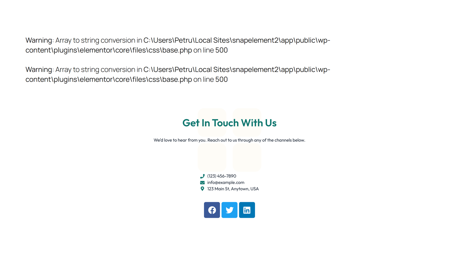 Split Contact with Info and Social Left and Map Right 49 - Elementor component