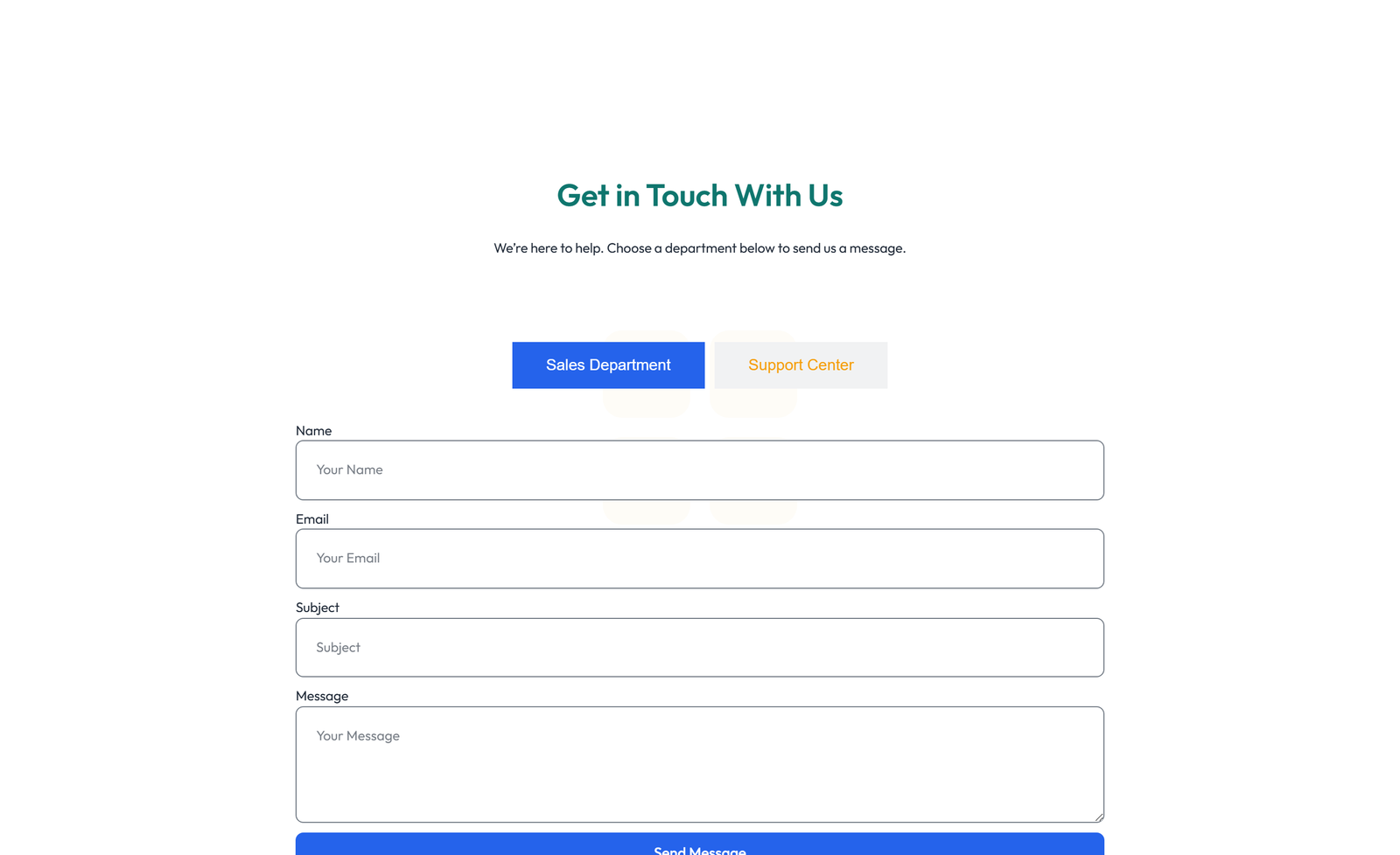 Screenshot of Centered Contact with Form, Info Below 49 - Elementor Contact Sections component