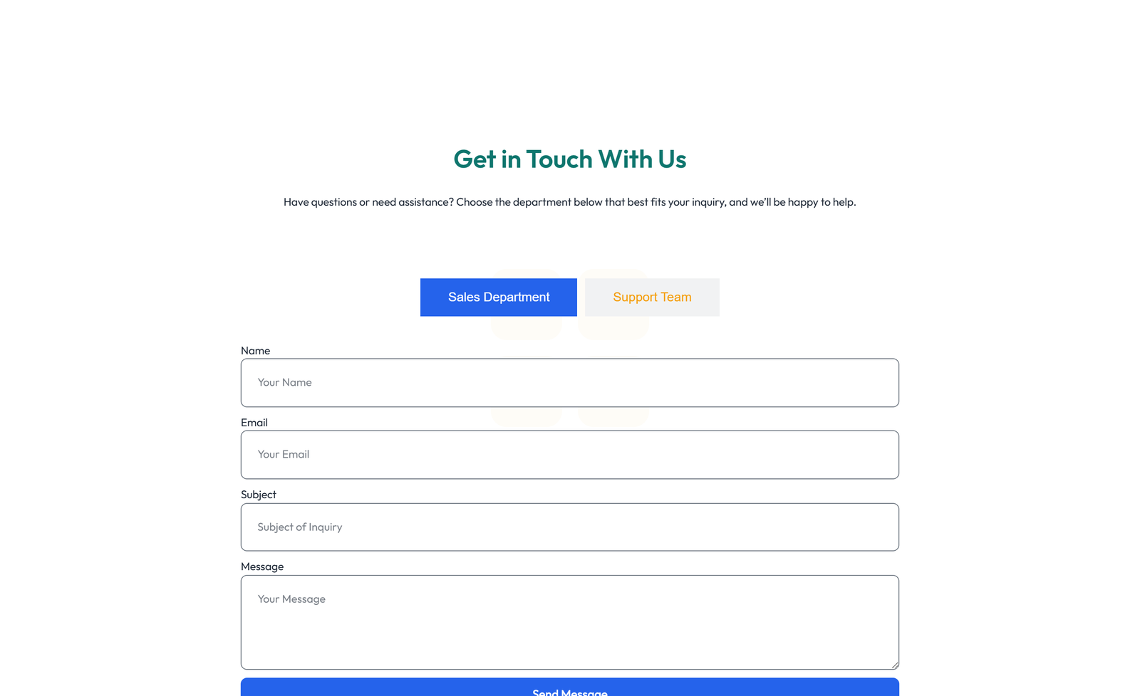 Screenshot of Centered Contact with Form, Info Below 50 - Elementor Contact Sections component