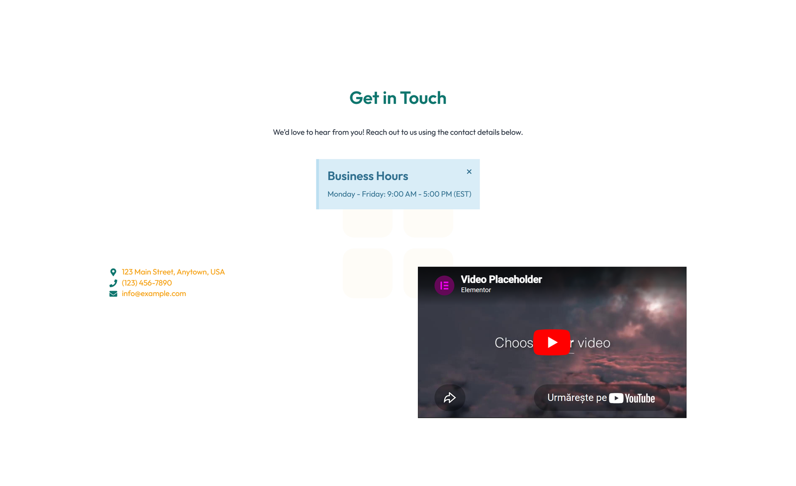 Split Contact with Info Left and Form Right 53 - Elementor component