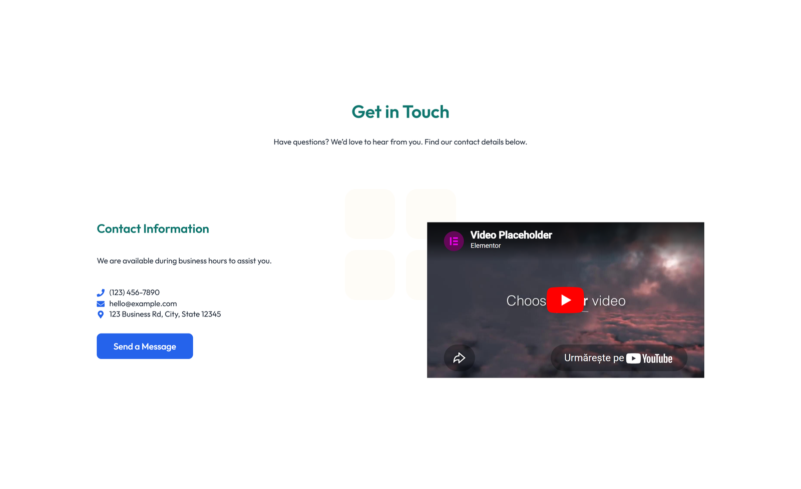Split Contact with Info Left and Image Right 53 - Elementor component