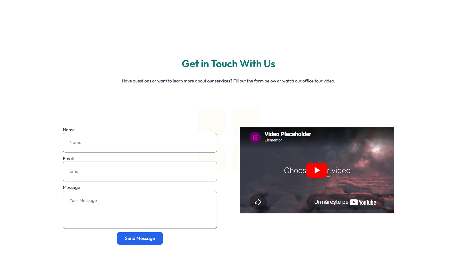 Centered Contact with Form, Info Below 55 - Elementor component