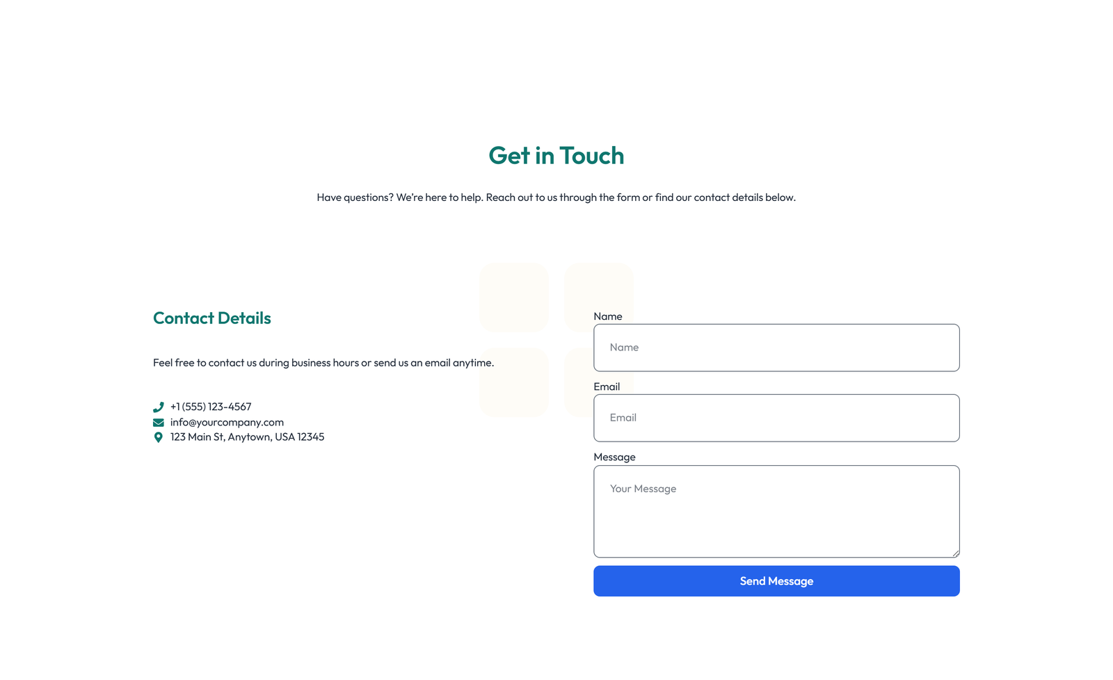 Screenshot of Split Contact with Info Left and Form Right 59 - Elementor Contact Sections component