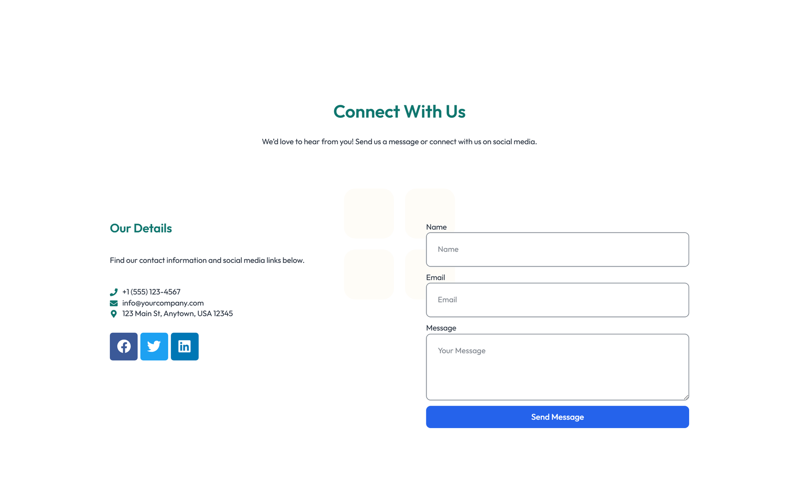 Screenshot of Split Contact with Info Left and Image Right 59 - Elementor Contact Sections component