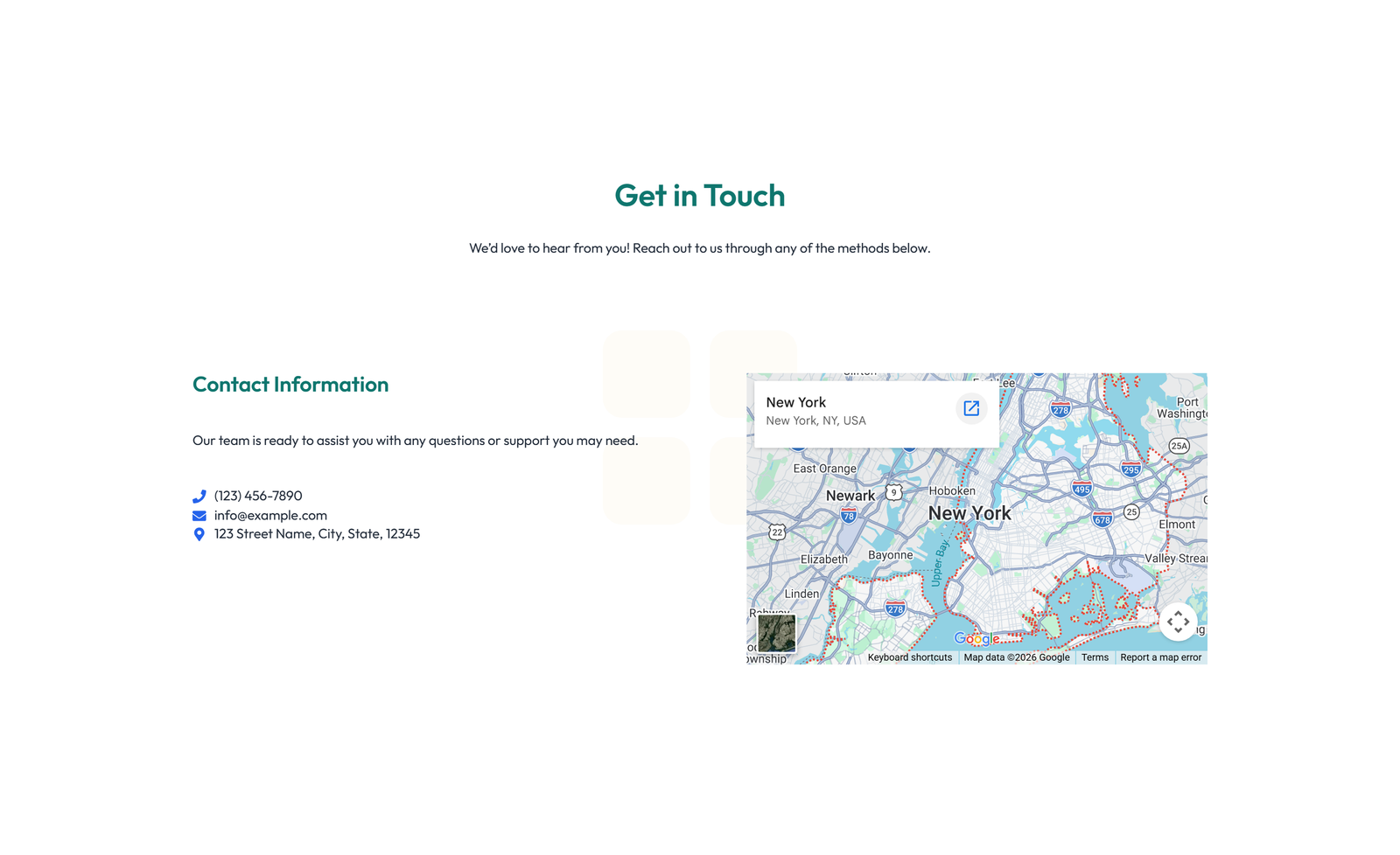 Split Contact with Info Left and Image Right 60 - Elementor component