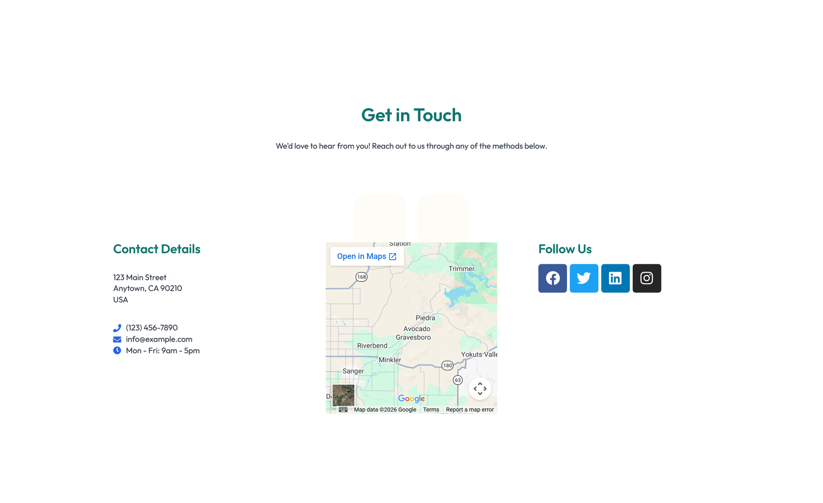 Centered Contact with Form, Info Below 62 - Elementor component