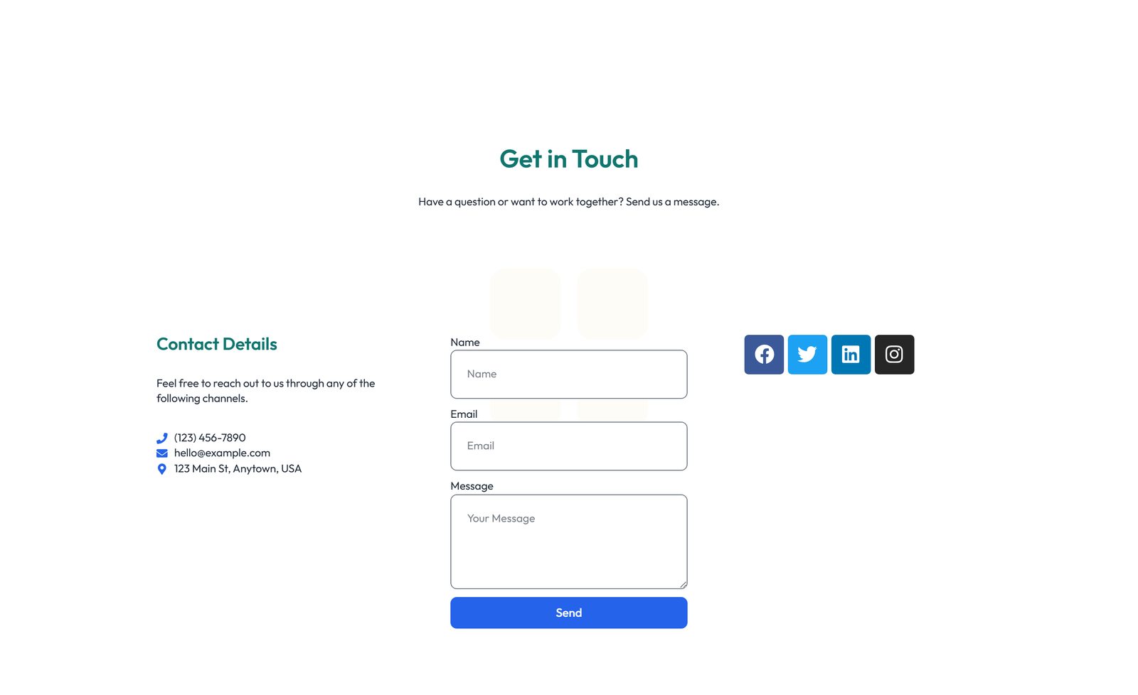 Screenshot of Split Contact with Info and Social Left and Map Right 63 - Elementor Contact Sections component