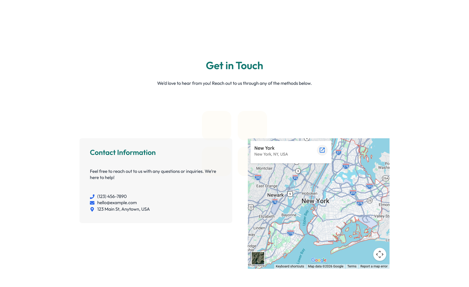 Split Contact with Info Left and Form Right 65 - Elementor component