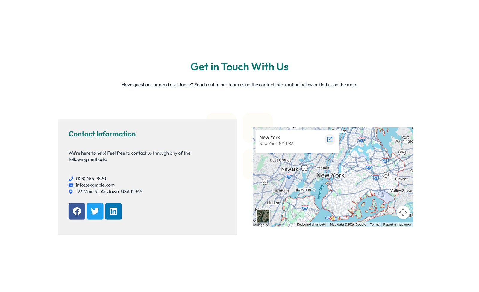 Split Contact with Info Left and Form Right 70 - Elementor component