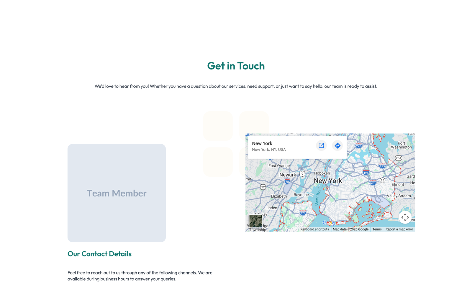 Split Contact with Info and Social Left and Map Right 74 - Elementor component