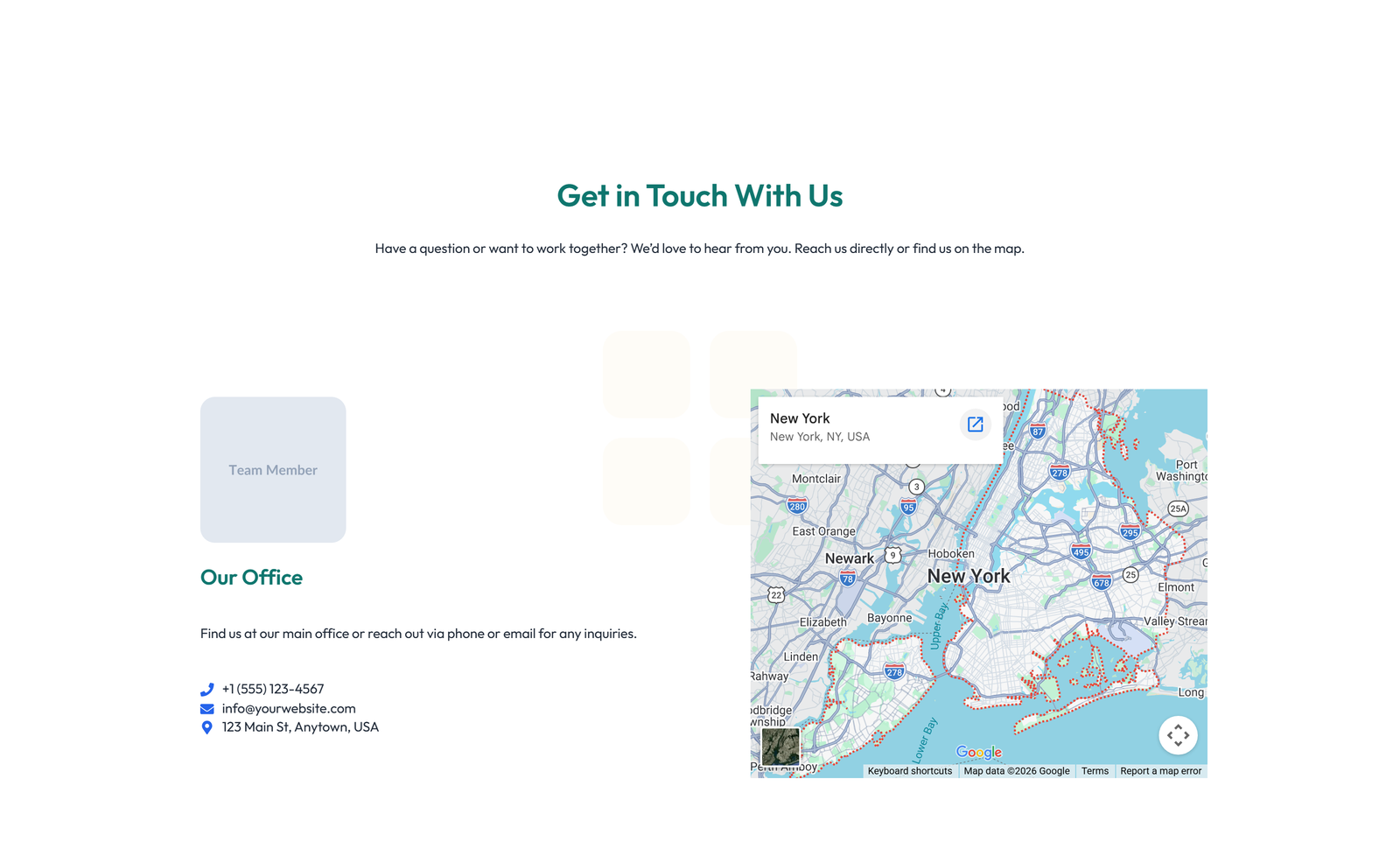 Split Contact with Info Left and Image Right 75 - Elementor component