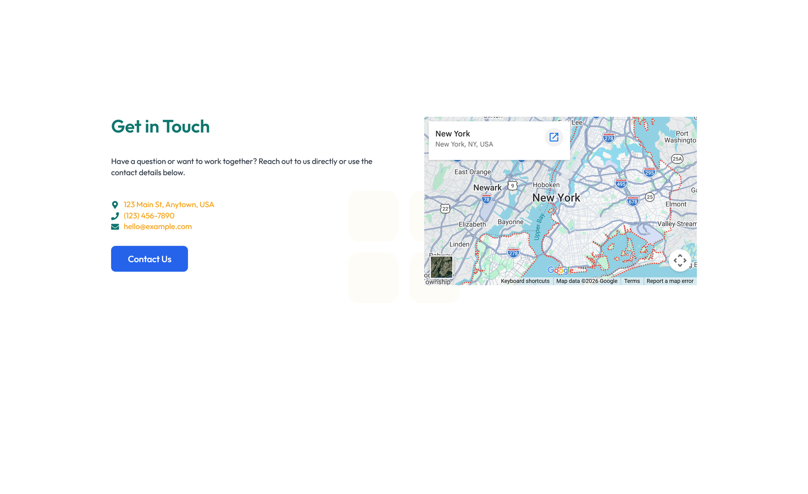 Split Contact with Info Left and Form Right 76 - Elementor component