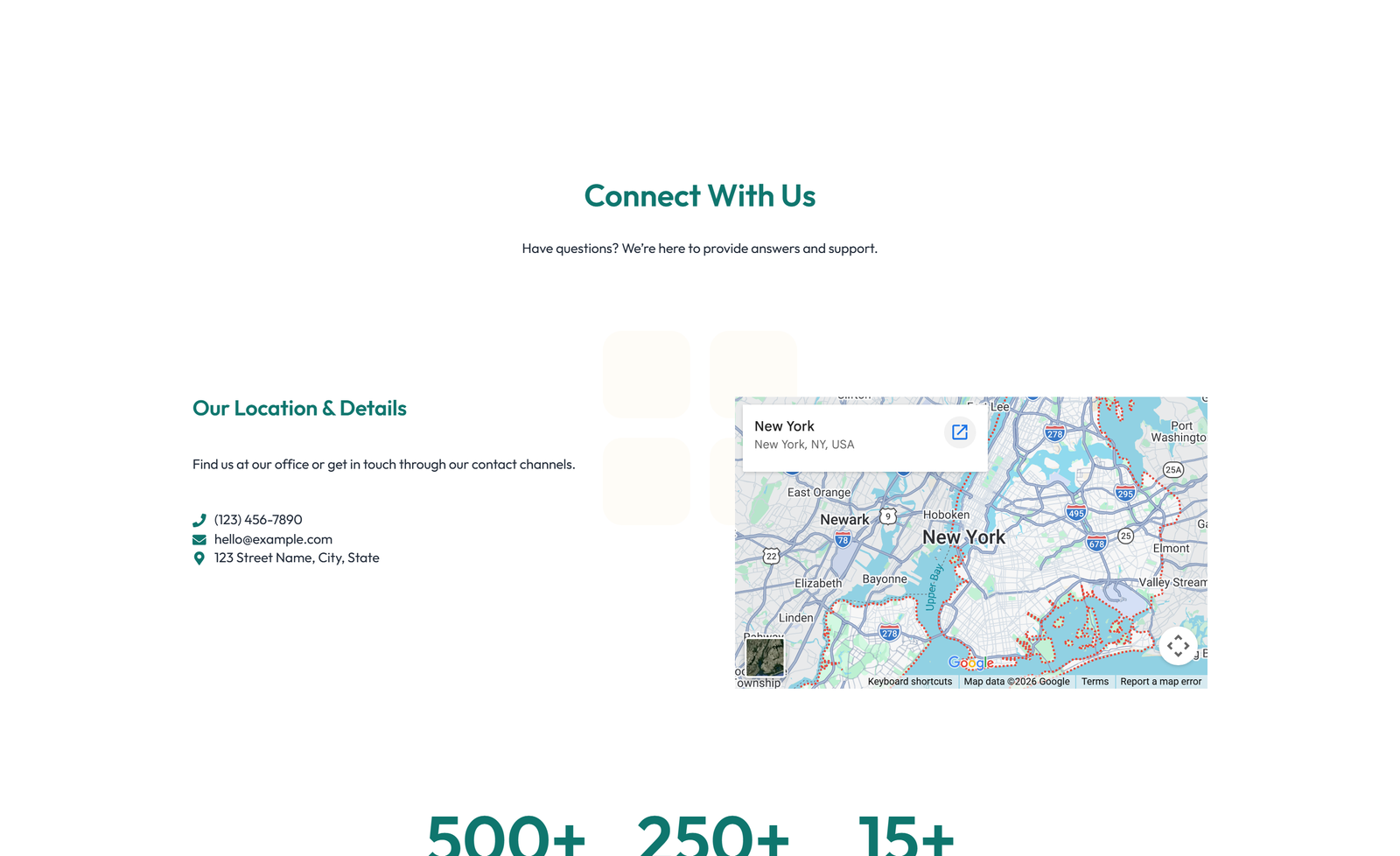 Centered Contact with Form, Info Below 77 - Elementor component