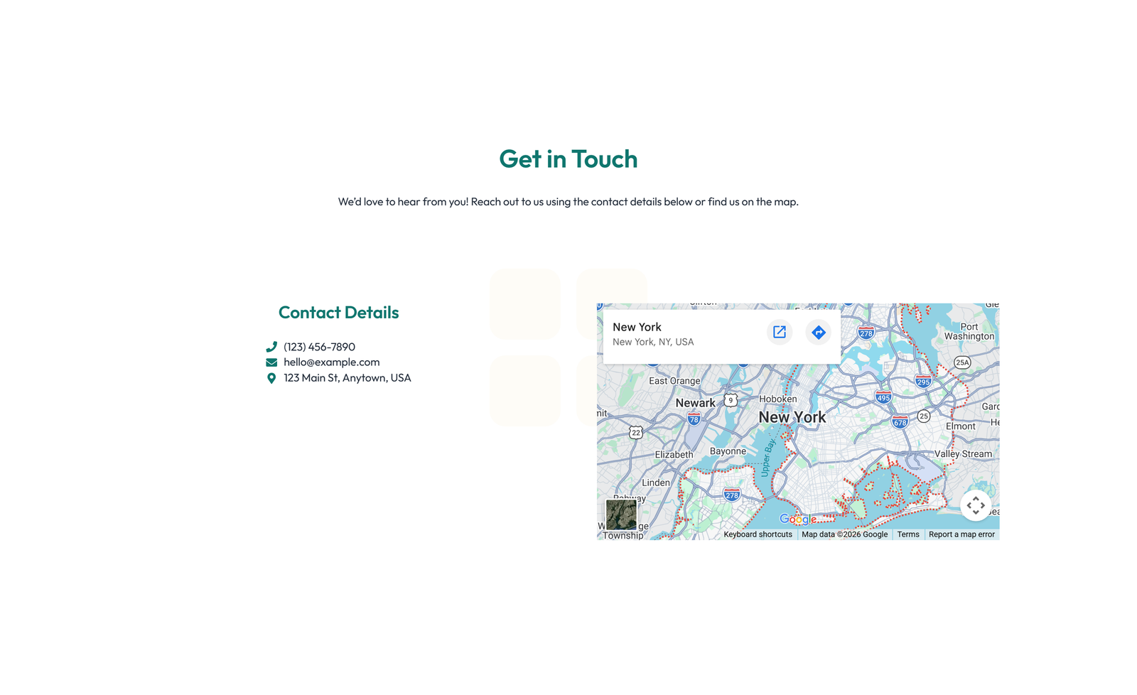 Centered Contact with Form, Info Below 78 - Elementor component