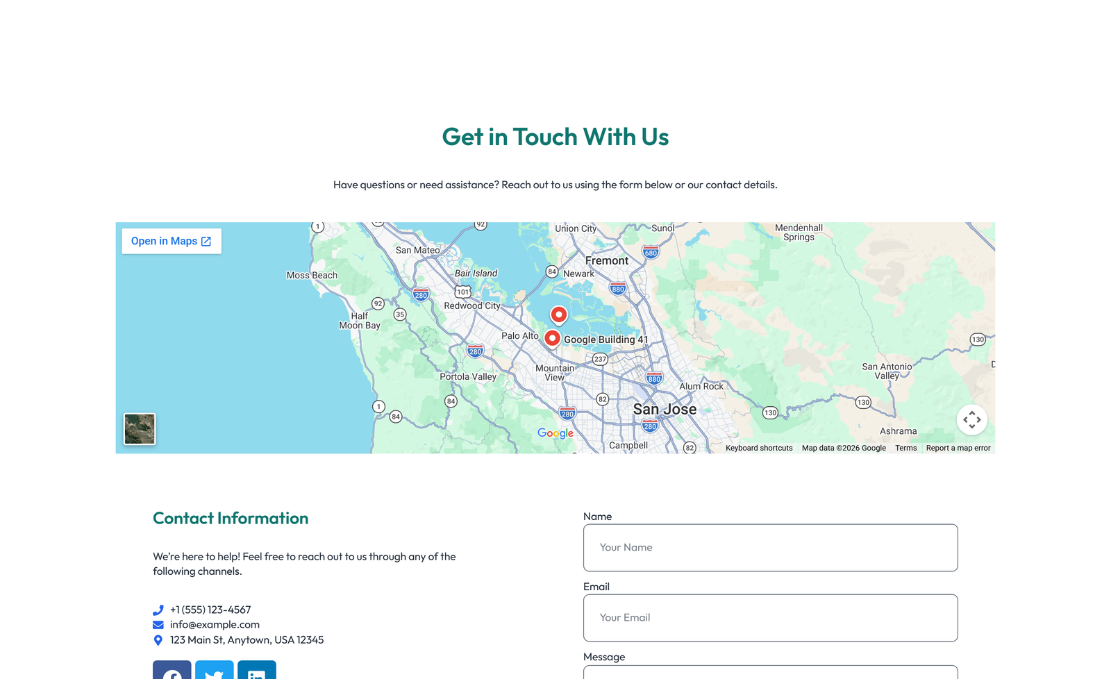 Split Contact with Info Left and Form Right 87 - Elementor component