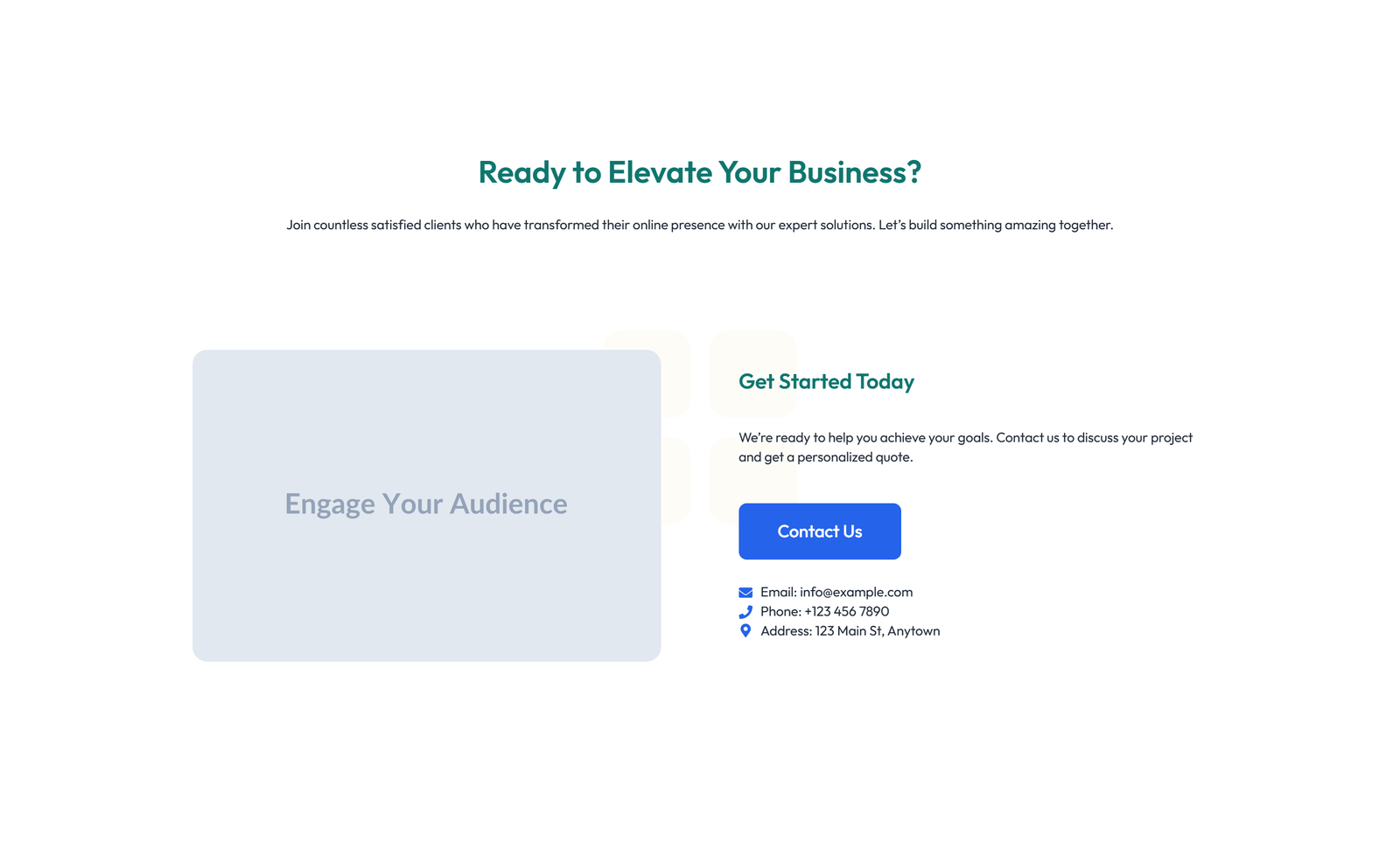 Centered Call to Action with Heading, Subtitle, CTA 14 - Elementor component