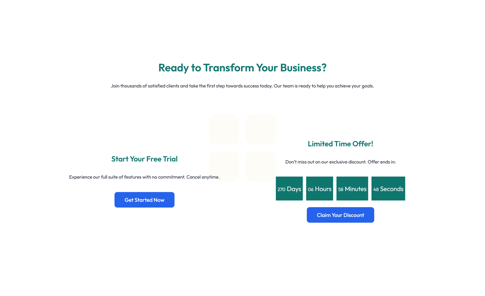 Split Call to Action with Text Left and Image Right 23 - Elementor component