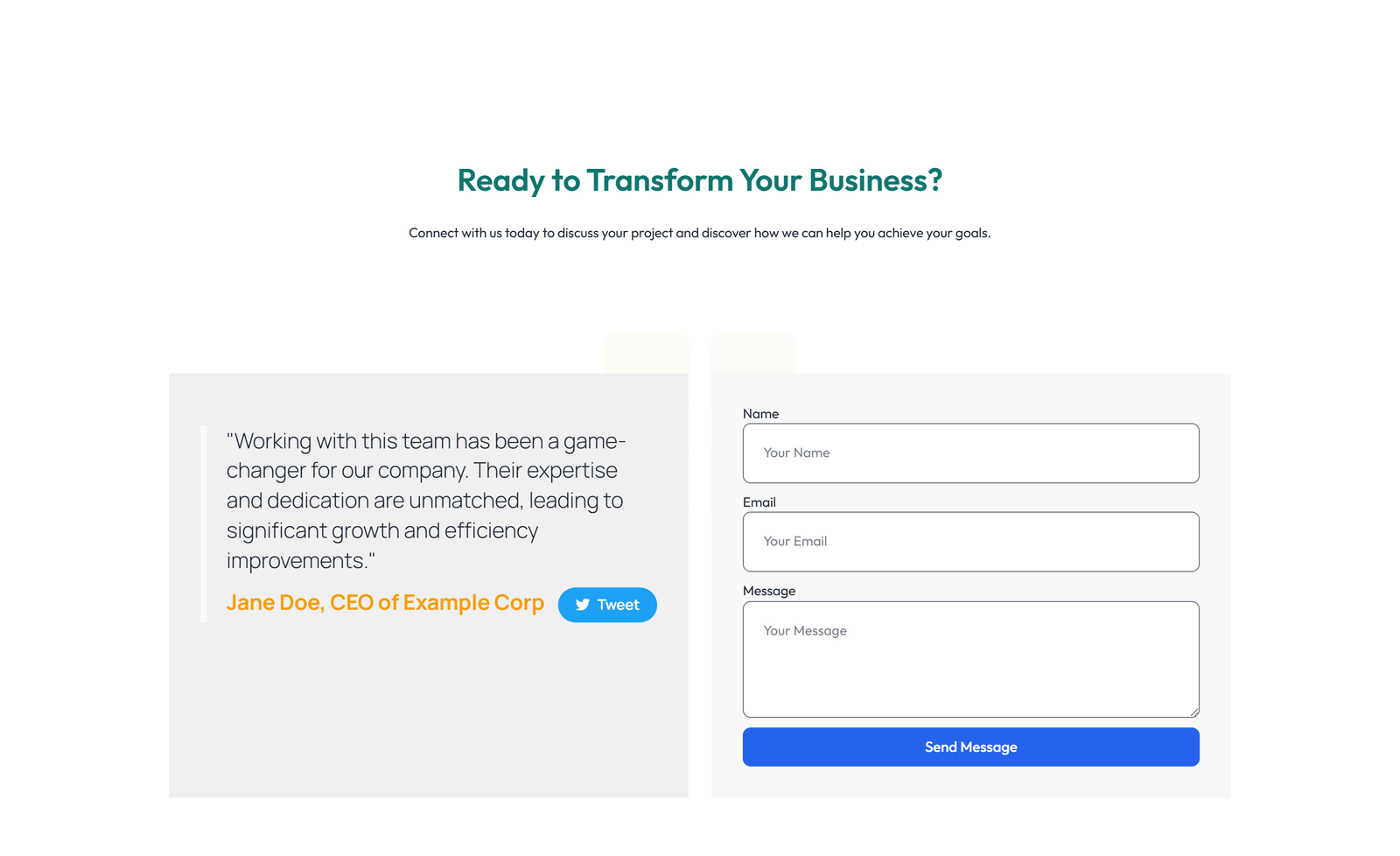 Split Call to Action with Text Left and Image Right 30 - Elementor component