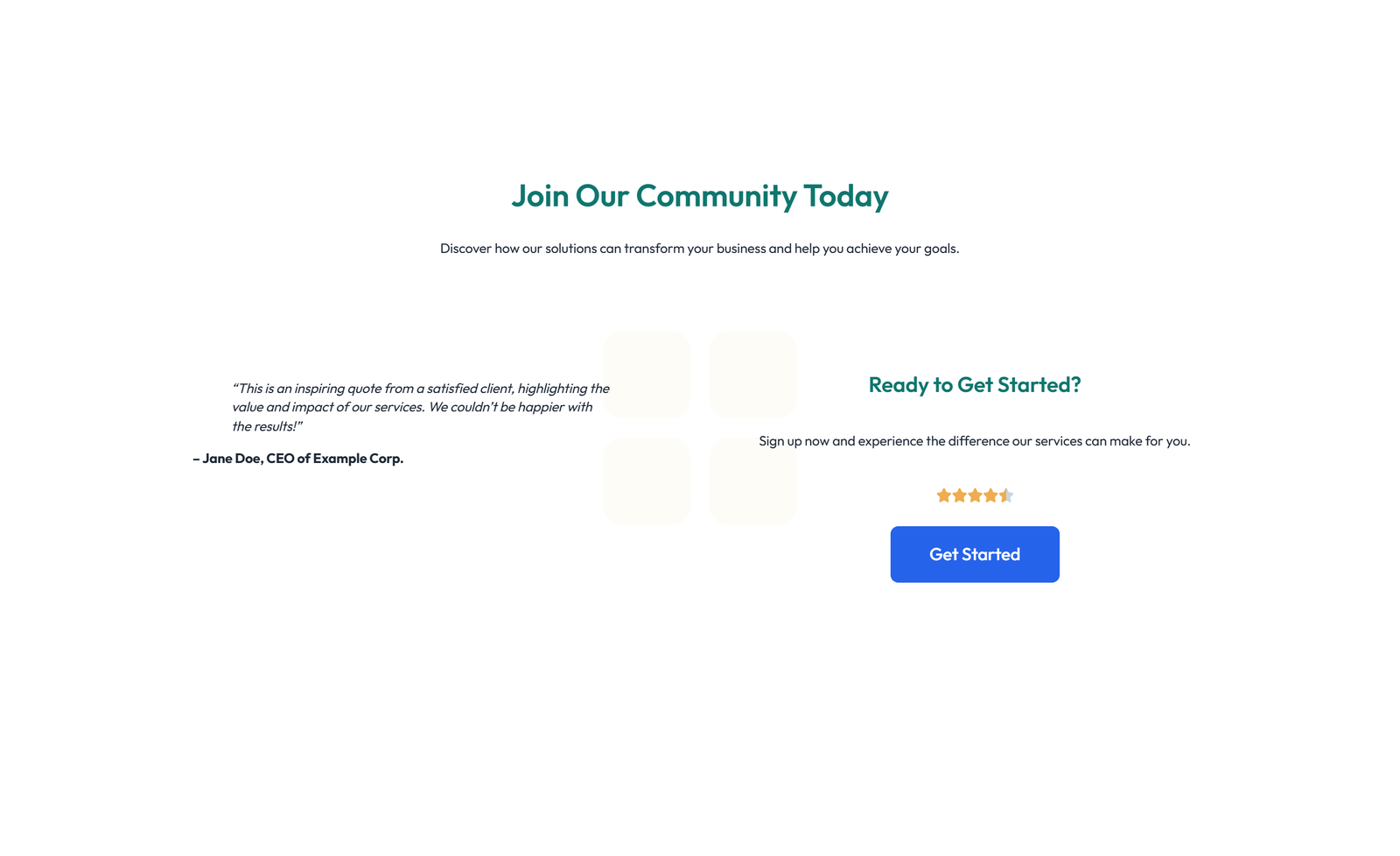 Screenshot of Centered Call to Action with Heading, Two CTA Buttons 30 - Elementor CTA Sections component