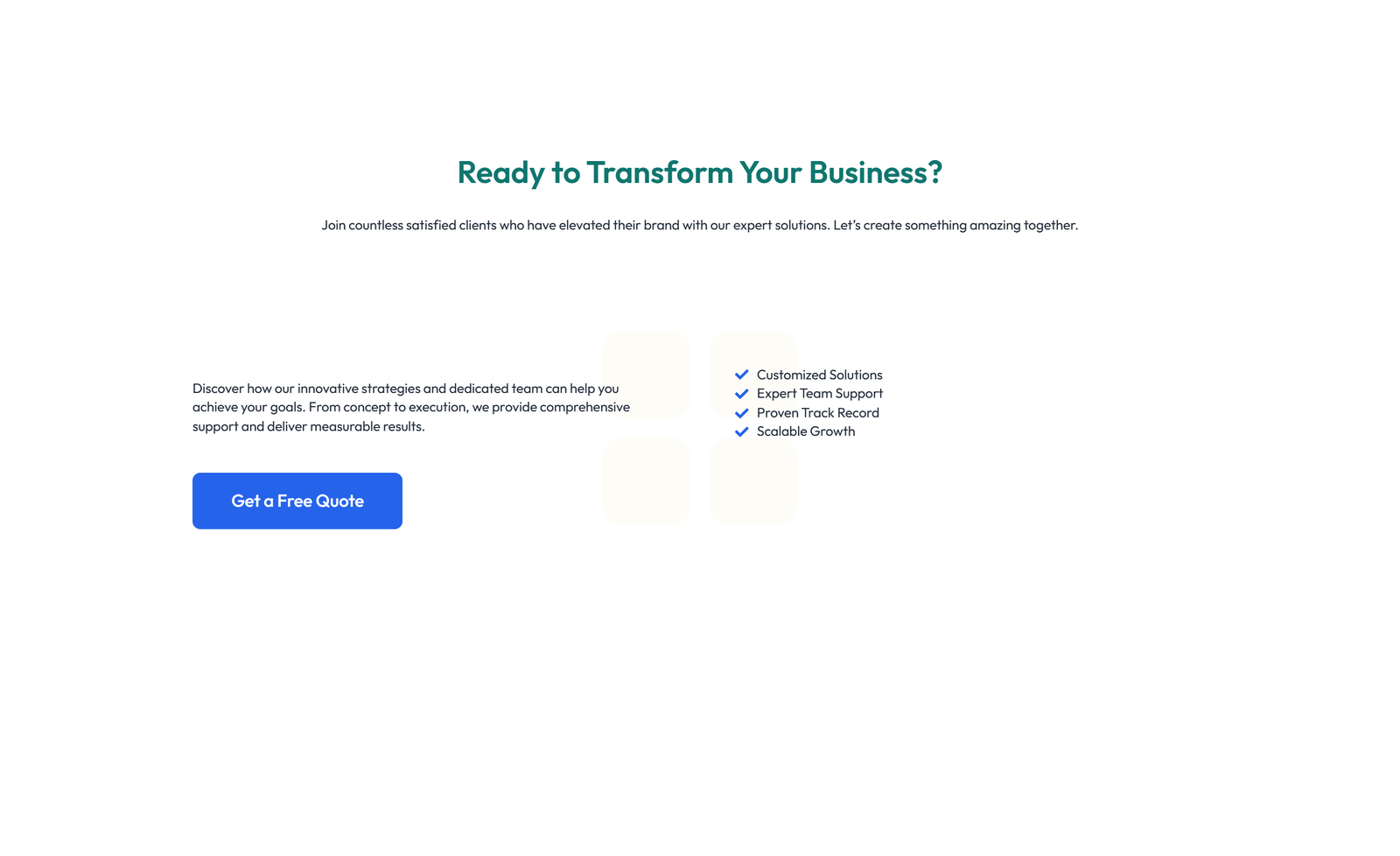 Screenshot of Centered Call to Action with Heading, Subtitle, CTA 41 - Elementor CTA Sections component