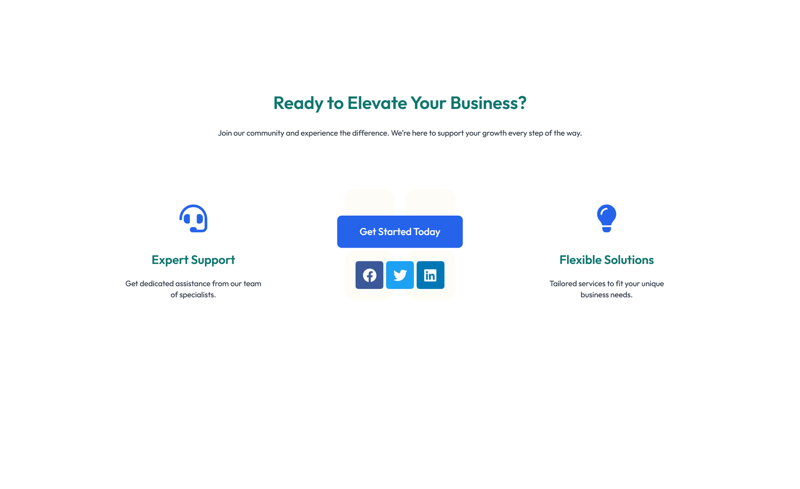 Screenshot of Centered Call to Action with Heading, Two CTA Buttons 57 - Elementor CTA Sections component