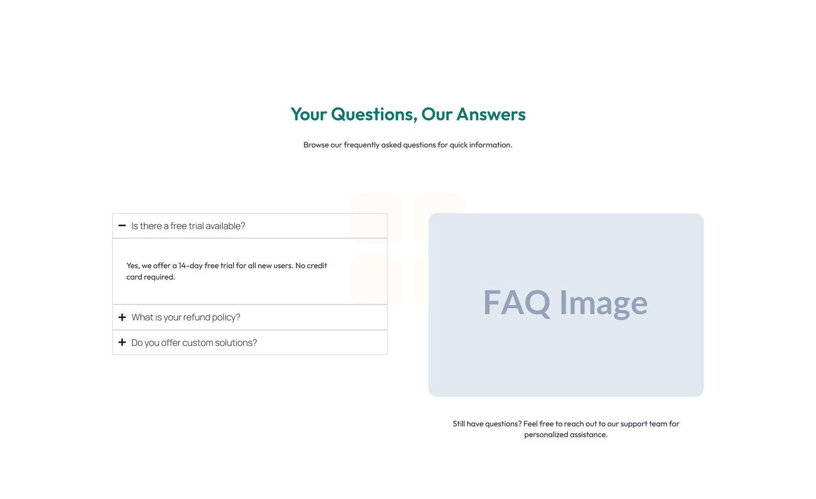 Split FAQ with Text and CTA Left and Accordion Right 7 - Elementor component
